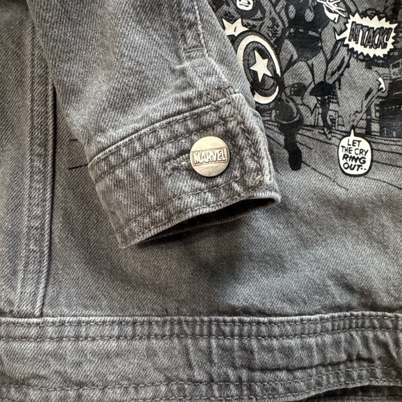 Marvel Kids Black Graphic Denim Jacket Size 4 - Picture 3 of 7